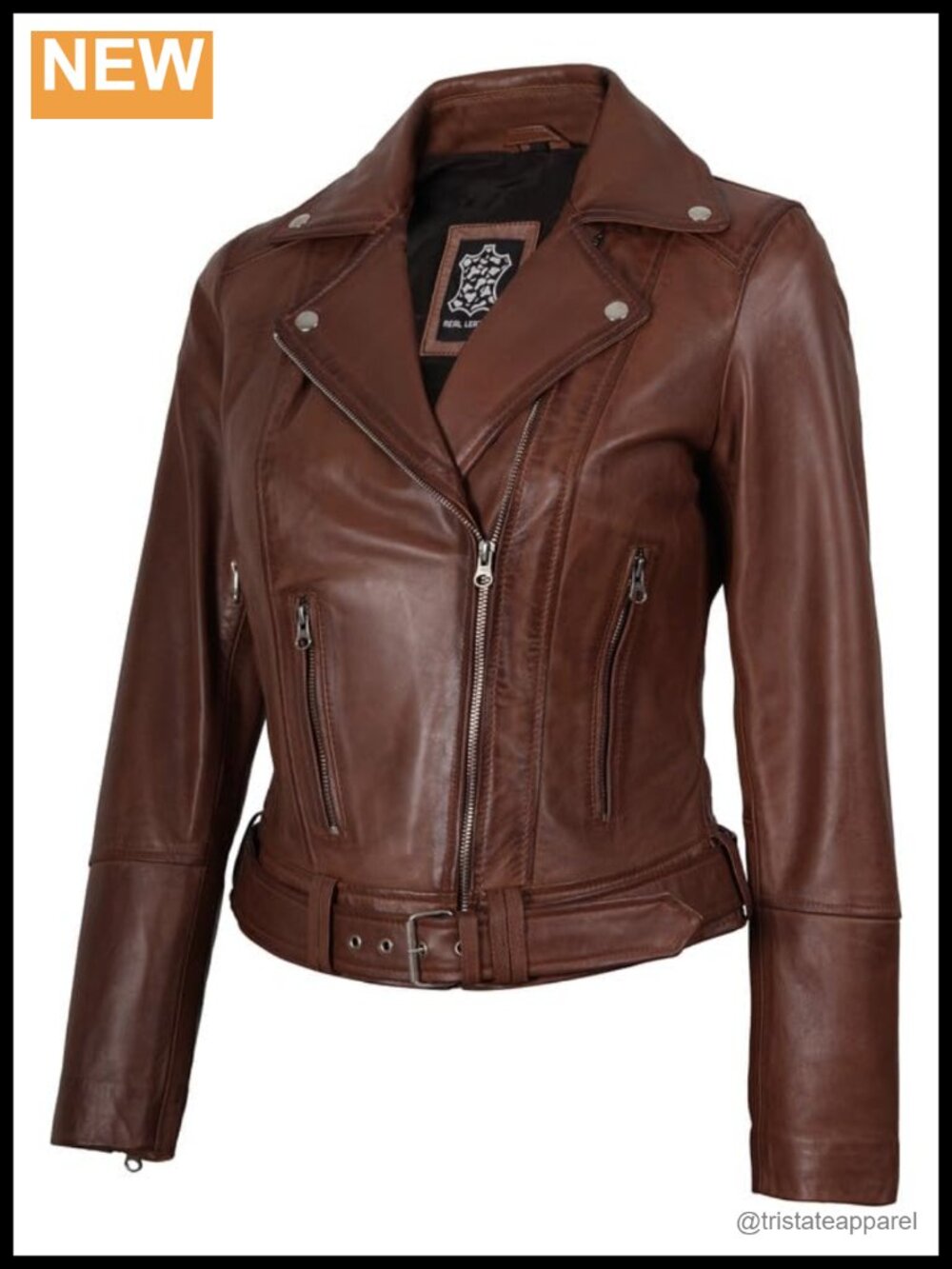 Women's Leather Motorcycle Jacket Asymmetrical Zip Lambskin